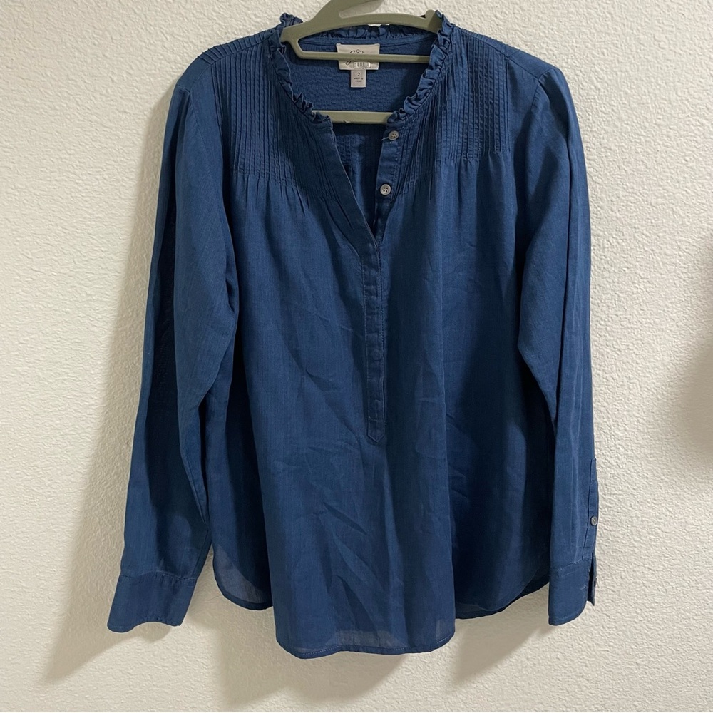 J. Crew Chambray cotton Blue long sleeve Shirt